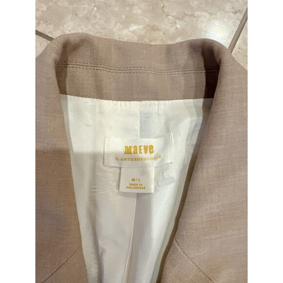 MAEVE Khaki Tan Oversized Double Breasted Blazer Medium/Large - Picture 8 of 14